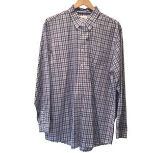 LL Bean Men’s Casual Button Down Shirt, Size L, Blue/White Windowpane Check EUC